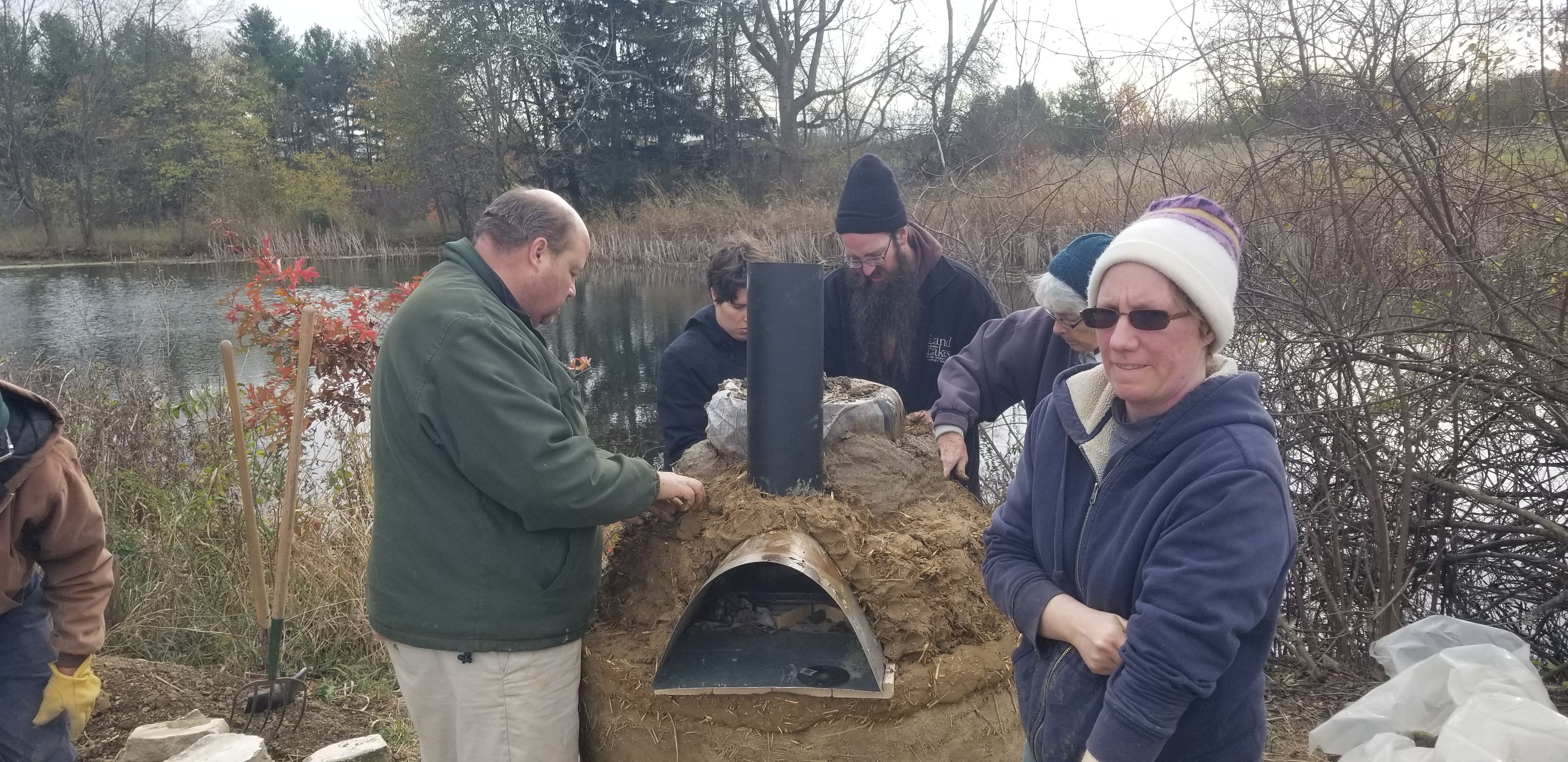 Building the earthen cob oven