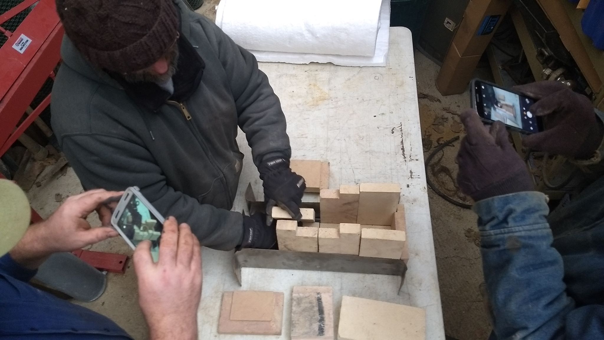 Positioning the cut bricks